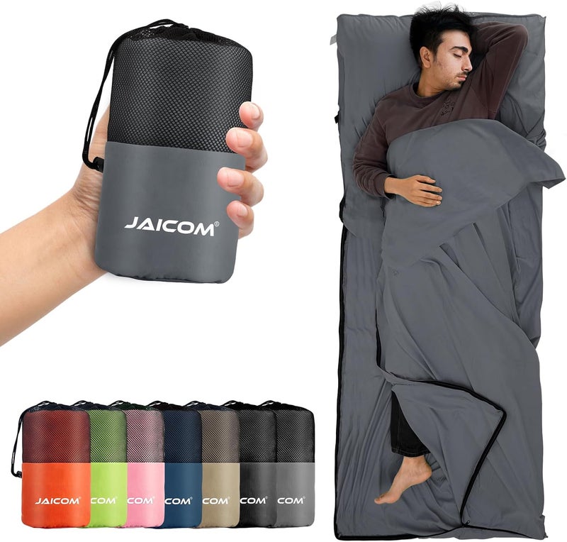 JAICOM Sleeping Bag Liner, Travel Sheets & Adult Sleep Sack, Ultralight and Portable Summer Sleeping Bag - Ideal for Backpacking, Hotels and Hostels, Business Trips, Camping - Image 1